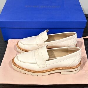 Stuart Weitzman Ivory Leather Loafers